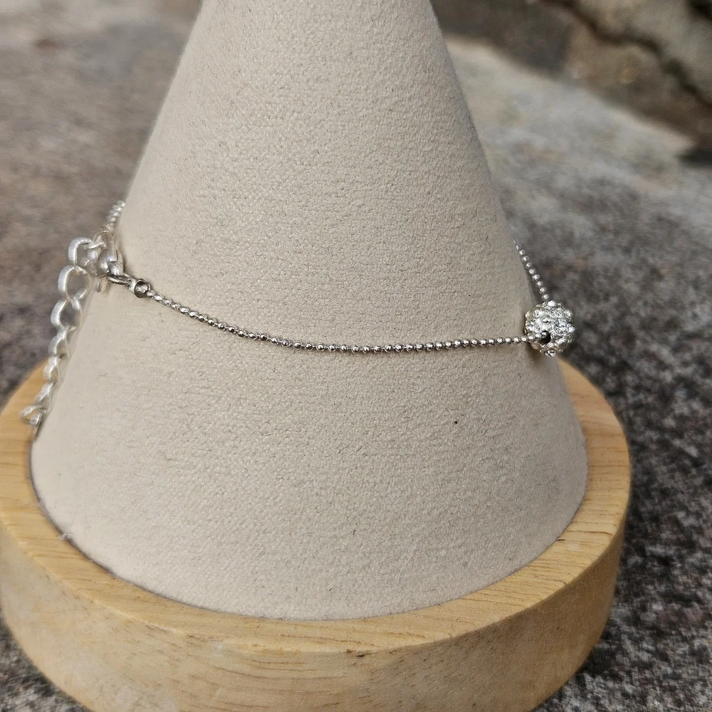 Claire's Silver Bracelet with Crystal Charm